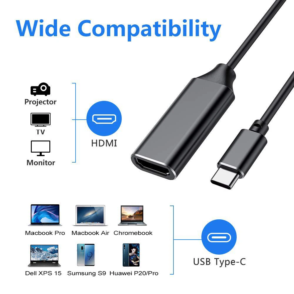 USB C к HDMI совместимый адаптер Type 4k Цифровой AV для MacBook проектор Samsung Galaxy S8