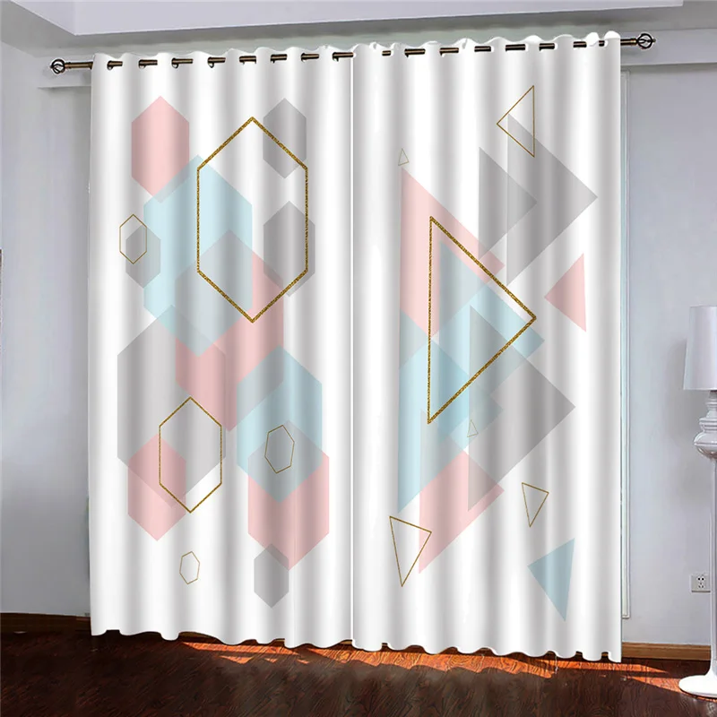 

Custom Abstract geometry 3D Curtains for Living Room Bedroom Wedding room Custom size Decorative Cortina 2020
