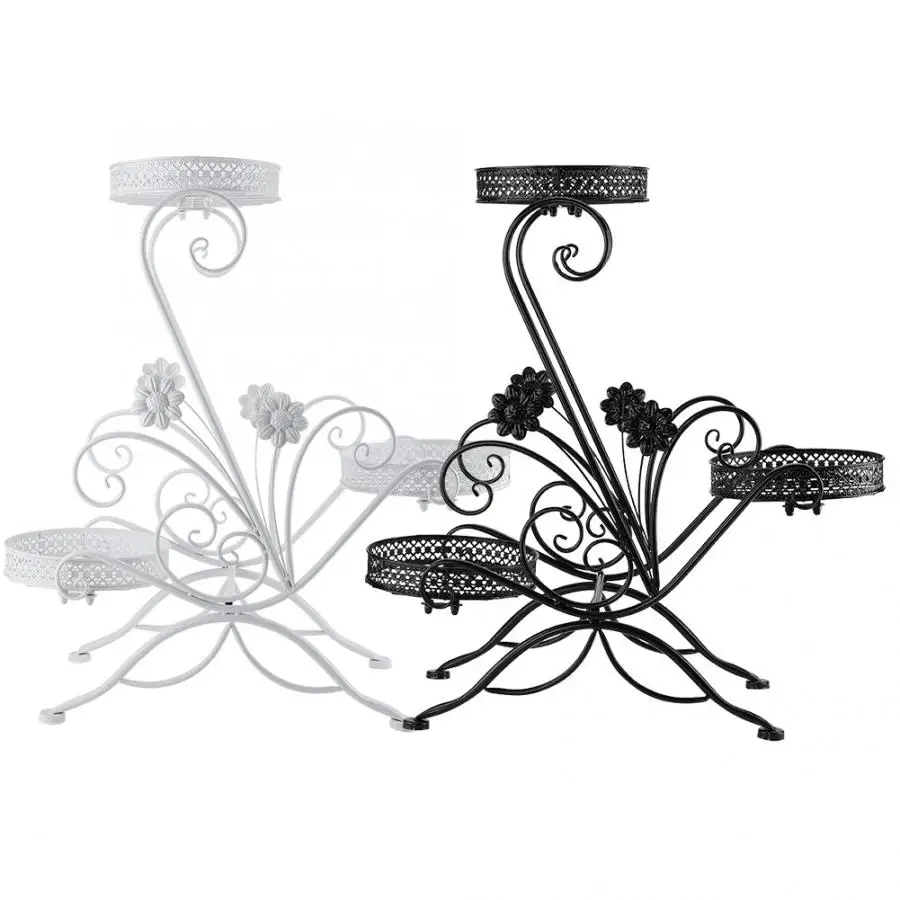 Сад 3 яруса металлический цветочный горшок стойка для внутреннего наружного