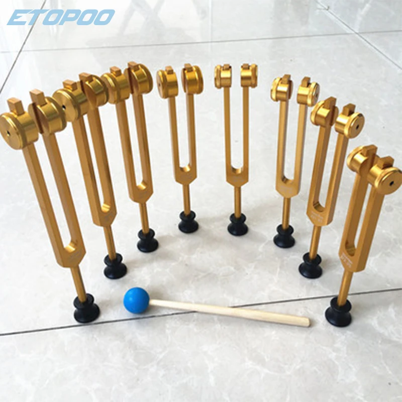 8 шт. Золотой набор индийский тюнер чакра Настройка вилка корень 194 18 Гц сердце 136 1