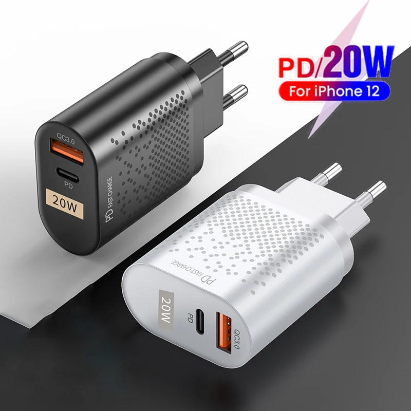

20W QC3.0 USB EU US UK Wall Plug Fast Charging Charge Adapter For iPhone 12 11 Pro Max Xiaomi 11 10 Huawei P40 P30 P20 Redmi 9 8