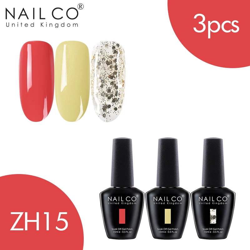 ZH15 NAILCO 3 шт. набор гель-лака UV Vernis Полупостоянный Праймер УФ-гель для ногтей Краска Декоративный Лак для ногтей Гибридный отмачиваемый Гель-лак - Цвет: ZH15