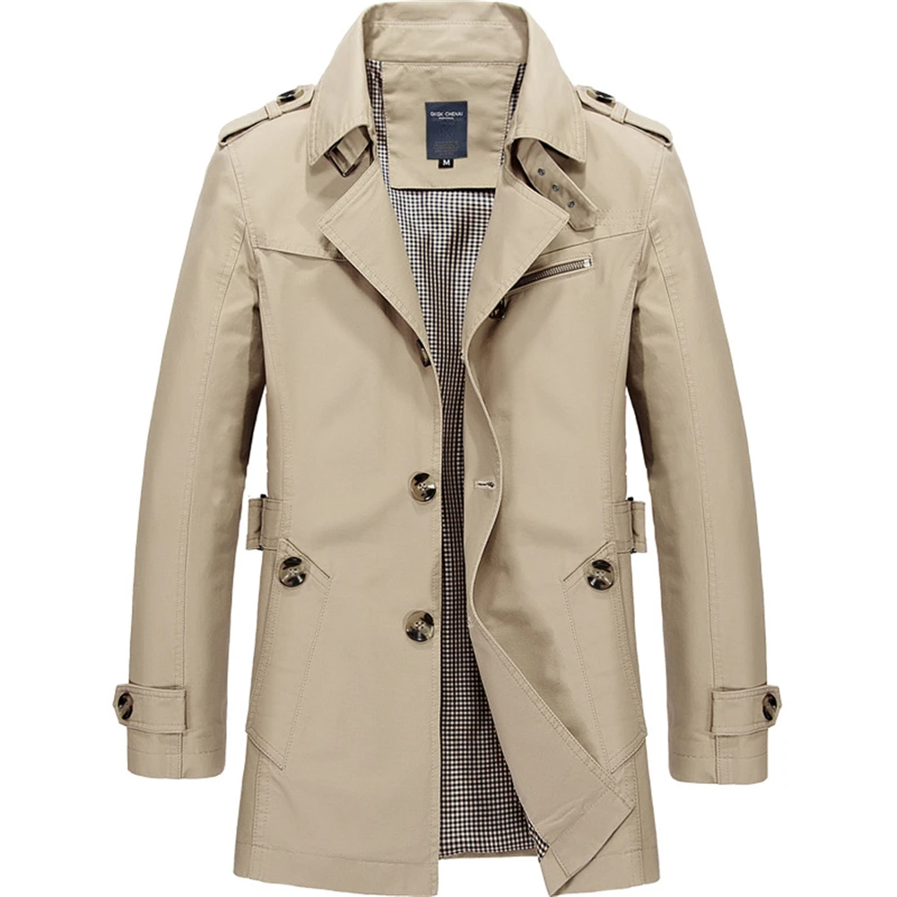 

Men Jacket Winter Solid Pop Single Breasted Coat Pockets Casual Fit Overcoat Turn-down Collar Work Men Jacket Outerwear
