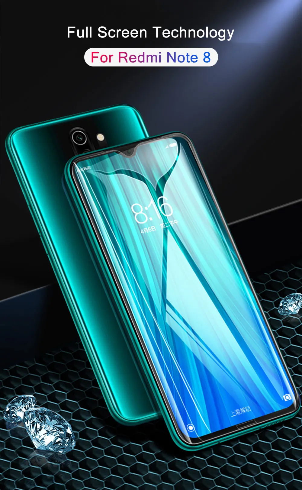 Стекло для Xiaomi Redmi Note 8 Pro закаленное стекло полное покрытие защитная пленка ультра-тонкая защитная пленка для экрана для Xiaomi Redmi Note8 Pro