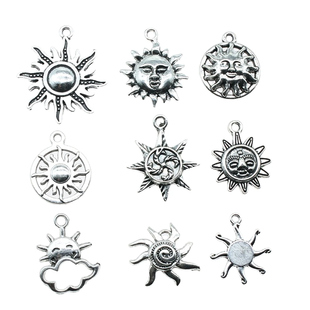 15 шт. подвески в виде солнца винтажные античном стиле серебряного цвета
