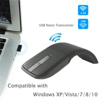 foldable wireless computer mouse arc touch mice slim optical gaming folding mouse with usb receiver for microsoft pc laptop