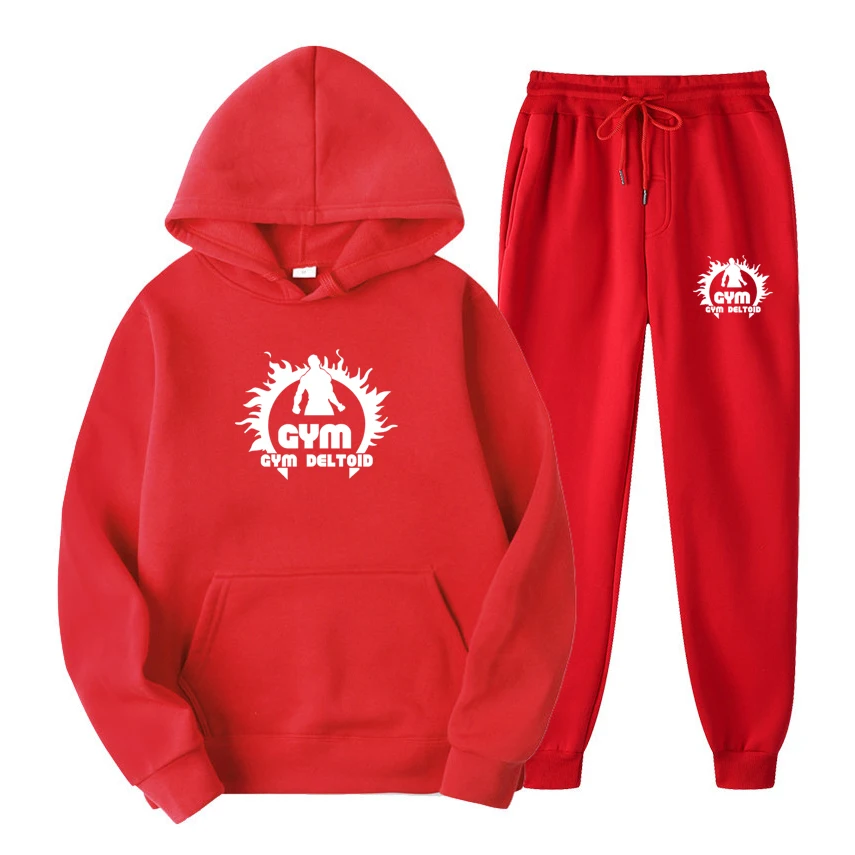 

New Men's Hoodie Set Printed Sportswear Pullover Wool Fleece Hoodie + Sweatpants Jogging Men's Pullover 3XL Sports Suit Men