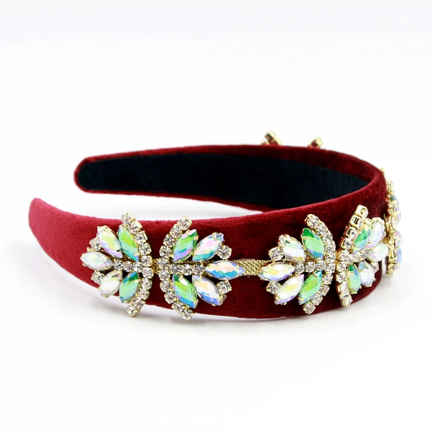 Роскошная винтажная барочная головная повязка с кристаллами в виде листьев