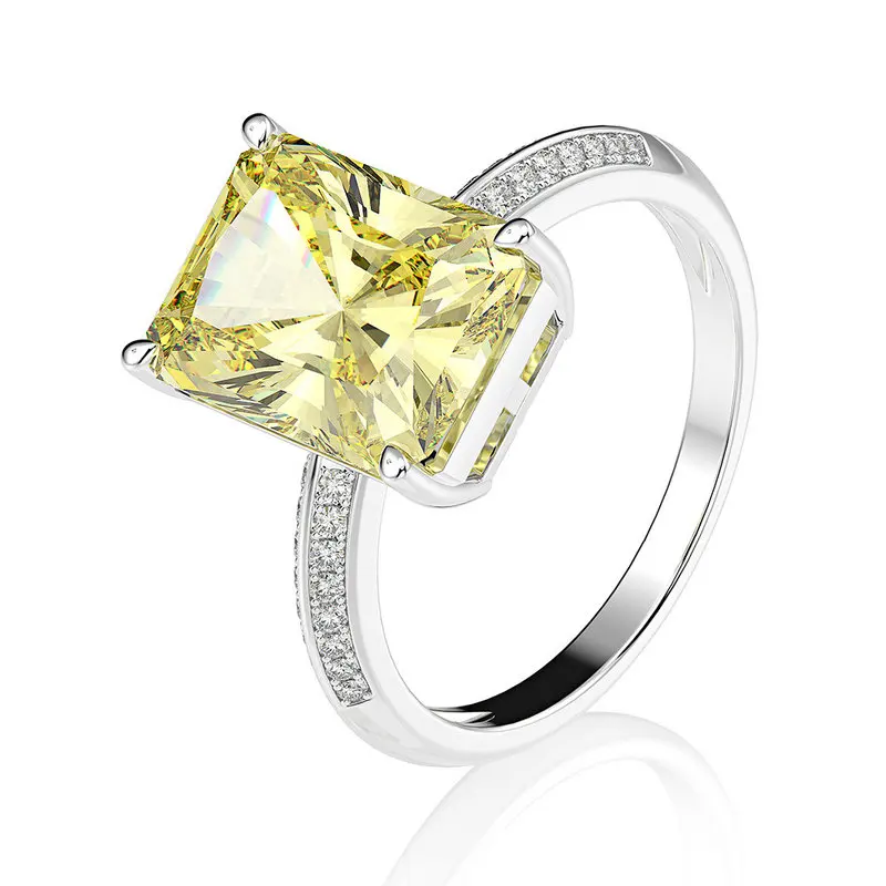 

Bilincolor Luxury 100% 925 Sterling Silver Yellow Rings for Women Wedding Party