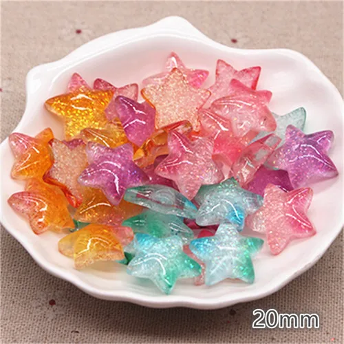 1star 20pcs 20 шт новые смолы блеск градиент сердце/звезда/лук/корона/вишня/Seashell Кабошоны украшения Шарм основы для заколок для волос деко - Цвет: 1star 20pcs