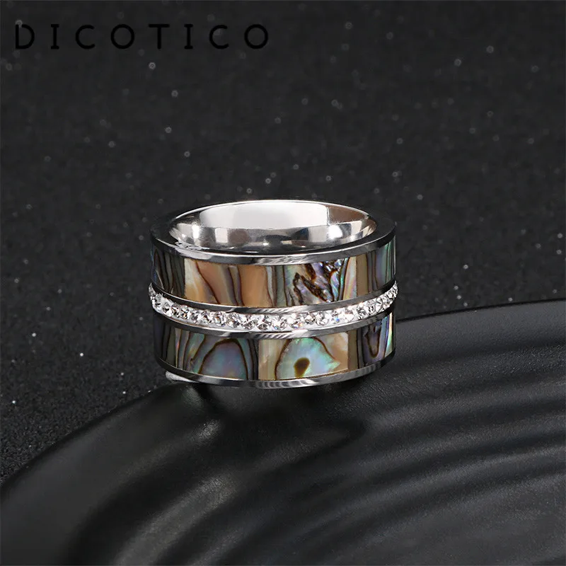 Кольцо из нержавеющей стали с фианитами для мужчин и женщин Двухслойное