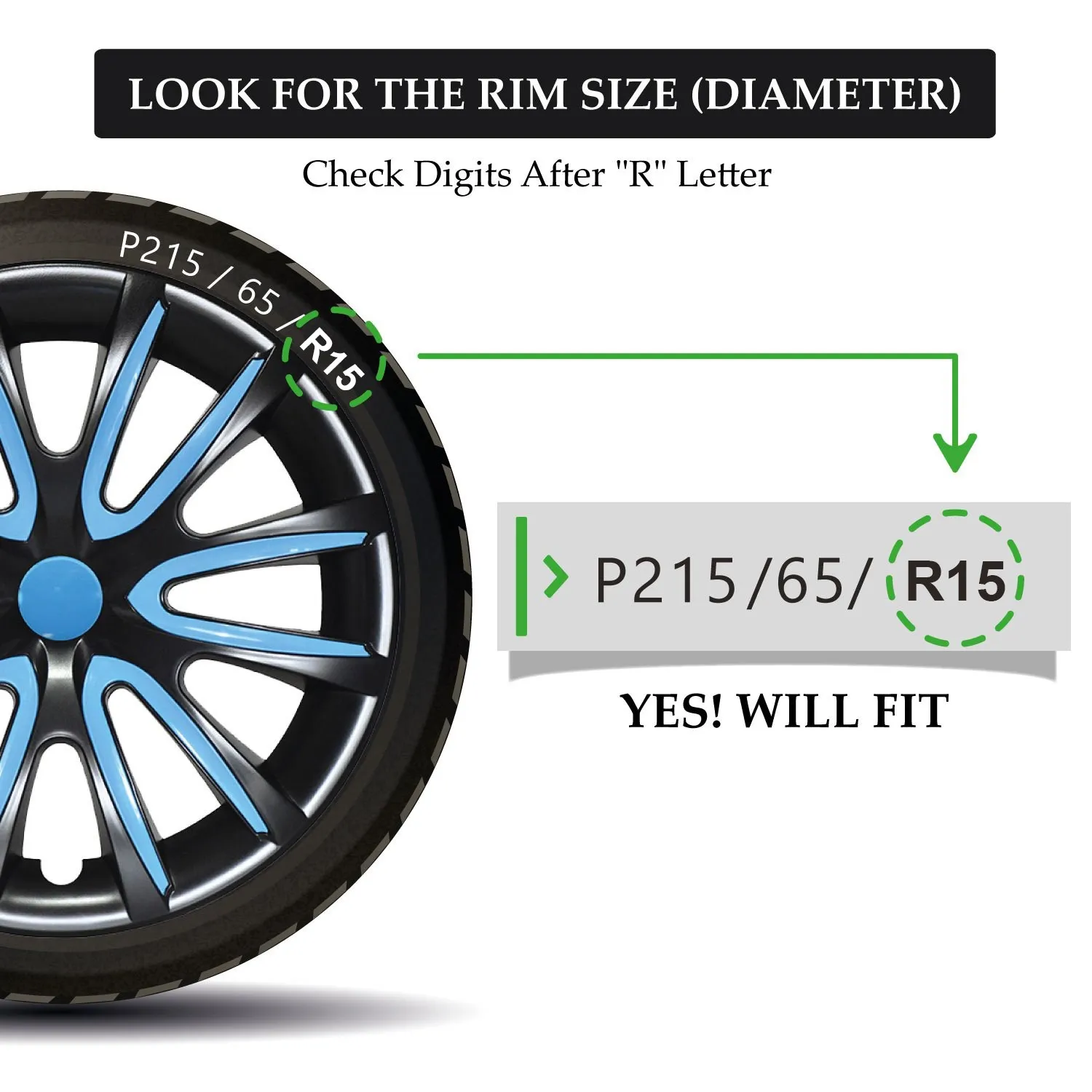 15 &quotinch 4pcs Wheel Rim Cover Hubcaps Black/Silver On Black Set | Автомобили и мотоциклы
