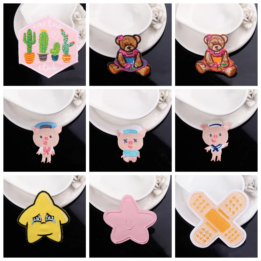 Мультяшные нашивки сделай сам вышитые в виде свиньи медведя для одежды наклейки