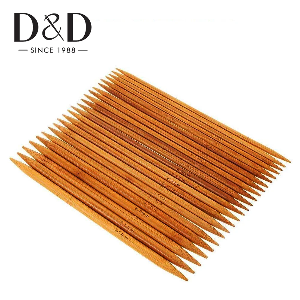 Бамбуковый вязальный крючок с двойным заостренным носком 4 шт./компл. 36 см