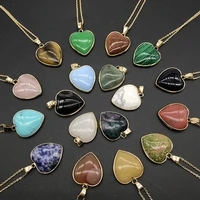 natural stone heart rose quartz tigers eye opal crystal pendant necklace