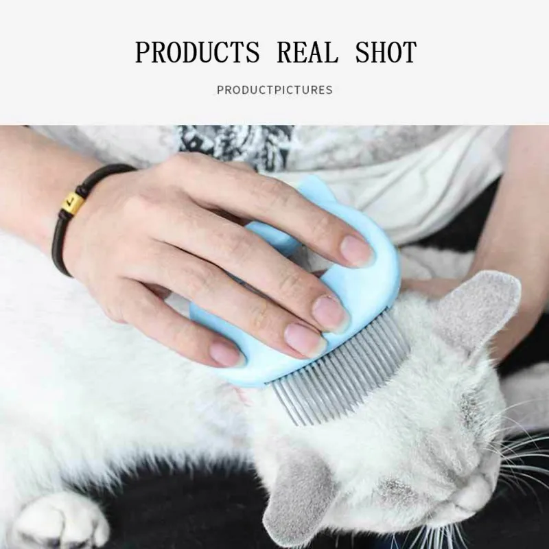

1PC Pet Kat Hond Massage Borstel Shell Multifunctionele Pet Grooming Hond Levert Vormige Handvat Pet Kam Grooming Massage Tool