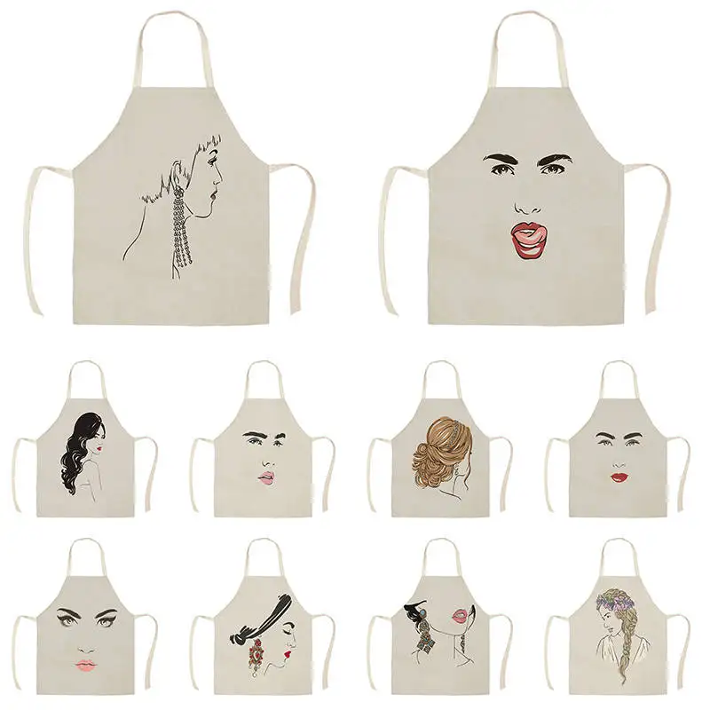 

Женские фартуки для лица, Кухонные фартуки для женщин, хлопковые льняные нагрудники, аксессуары для уборки дома, фартук для готовки WQTX56