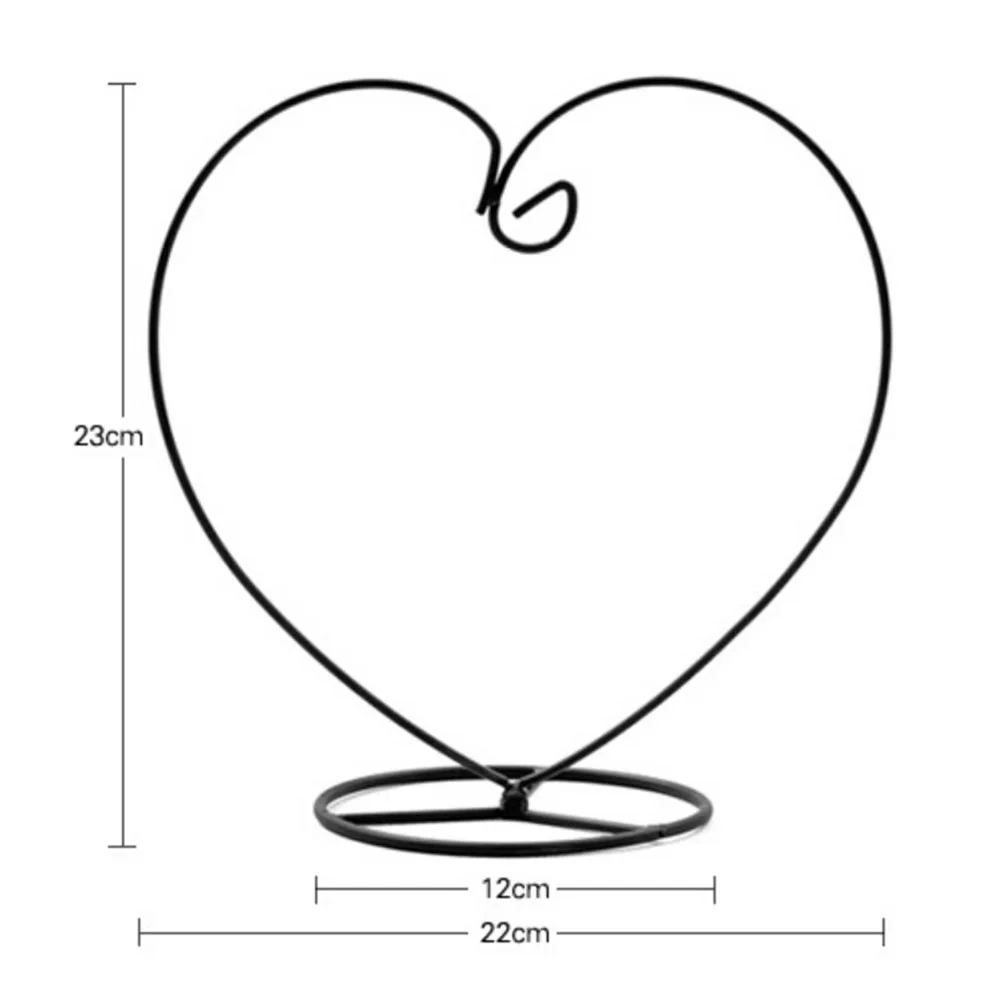 

Black Color Handmade Ball Vase Heart Shape Iron Stand Simple Stylish Hanging Glass Plant Vase Home Decor 1Pcs Hot Sale