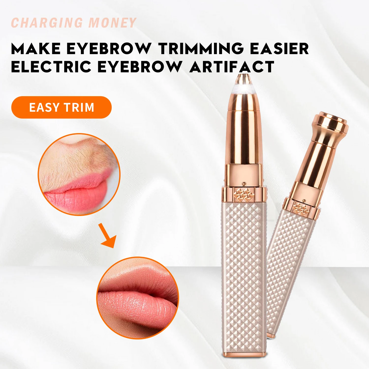 

2 In 1 Hair Removal for Women USB Rechargeable Facial Epilator Mini Painless Eyebrow Trimmer Built-in LED Light Portable Shaver