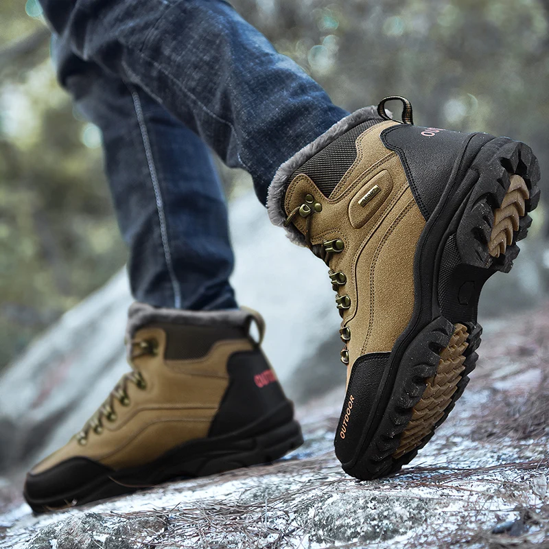 Зимние мужские ботинки Теплая мужская обувь из плюша Удобные зимние замши