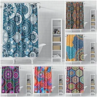 Bohemian Shower Curtain Mandala Pattern Printed Decor Bathroom Curtains Fabric Waterproof Polyester Bath Curtains With Hooks