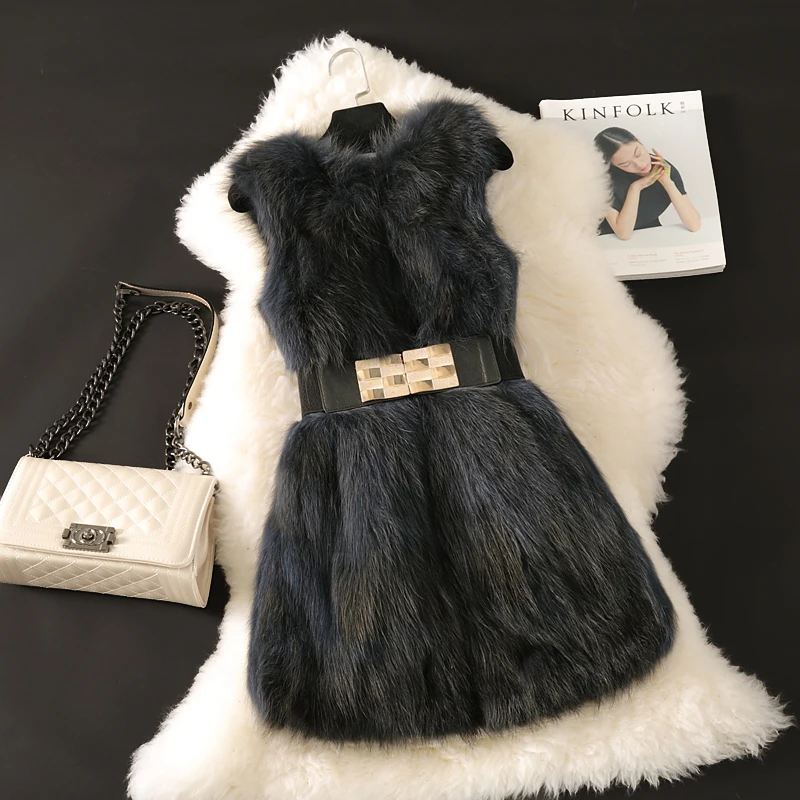 Women 2020 Autumn Winter Natural Real Fox Fur Vest Real Fur Coat For Jacket Female Coats Waistcoat Genuine Fox Fur Outwear L845