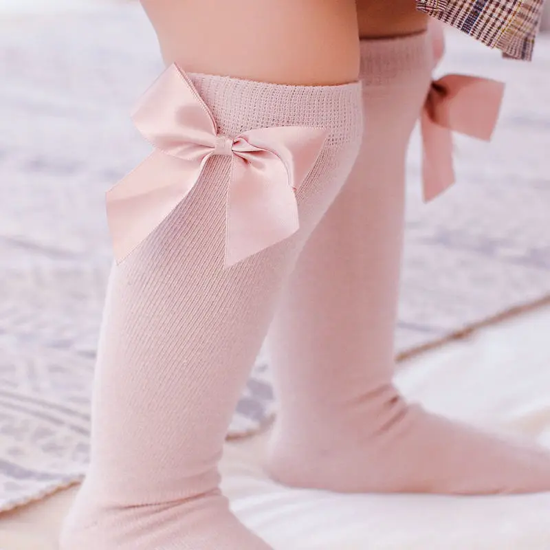

Spring Autumn Baby Girl Socks Princess Bowknot Knee High Kids Cotton Socks 2-8Y Children Socks