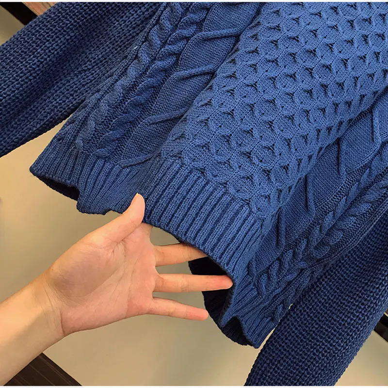 Женский вязаный комплект из 2 предметов размера плюс осенний свитер с высоким