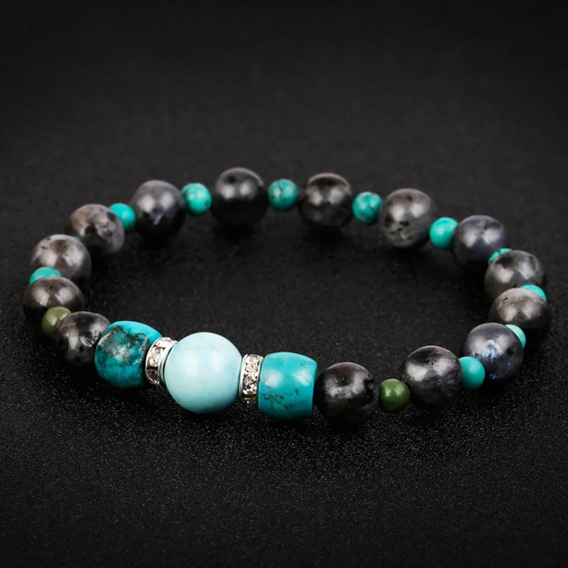 Мужские браслеты с бусинами из натурального камня зеленые регулируемые