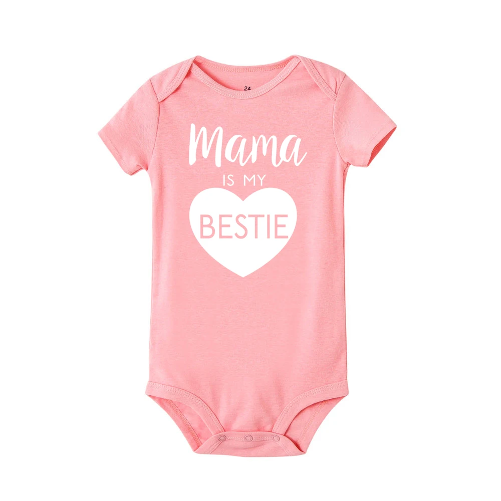 Mama Is My Bestie/Летний комбинезон для маленьких мальчиков и девочек; забавная одежда унисекс для новорожденных; Модный комбинезон с короткими рукавами для малышей - Цвет: R161-SRPPK-