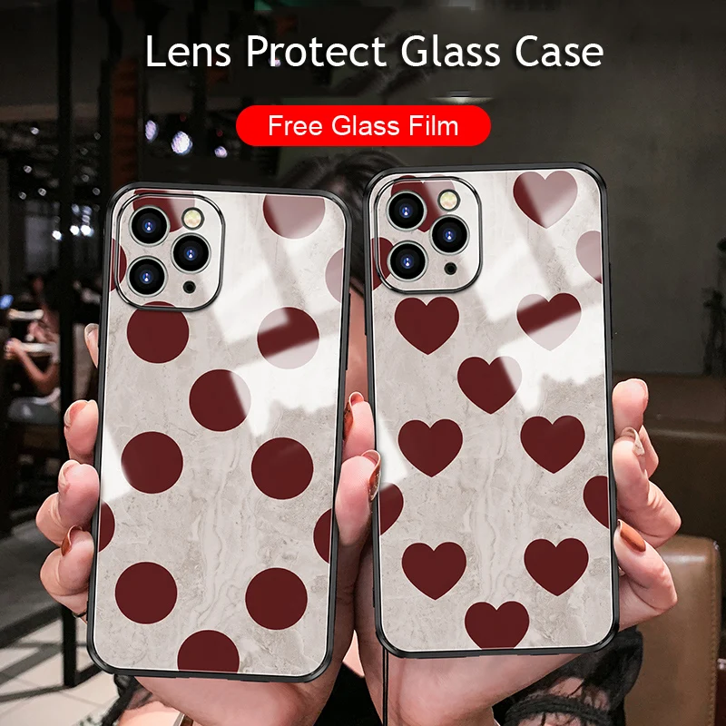 

Чехол для iphone 12 pro max, из закаленного стекла, с ретро-принтом