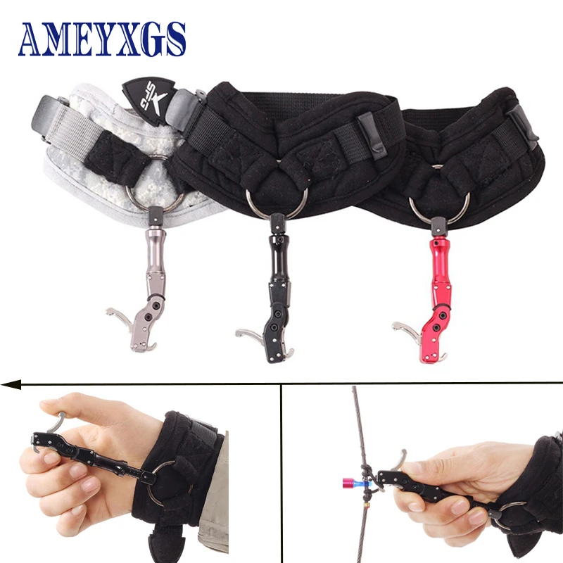 Tiro com Arco de Pulso Alça de Pulso Ajustável para Arco Liberação Aids Arco Caplier Gatilho Composto Acessórios Caça Tiro 1 Pçs 3 gatilho ajustável para arco composto acessórios caça tiro
