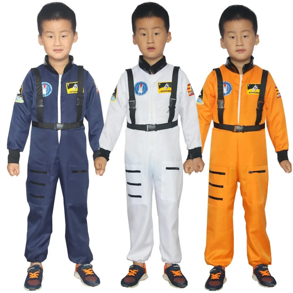 Astronaut Costume Space Suit Pilots Jumpsuit Party Purim Carnival Costume Fancy Dress Outfit 3-9years