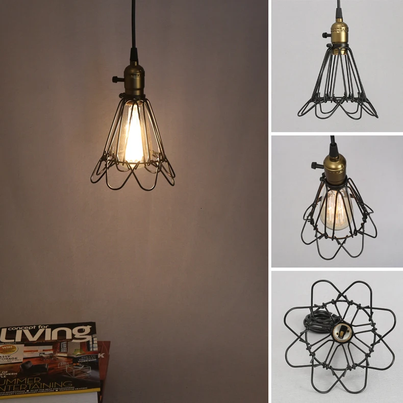 FRLED модная винтажная проволока лампа клетка DIY Абажур В индустриальном стиле Лампа защитная клетка абажур для лампы классический черный скандинавский чехол для лампы