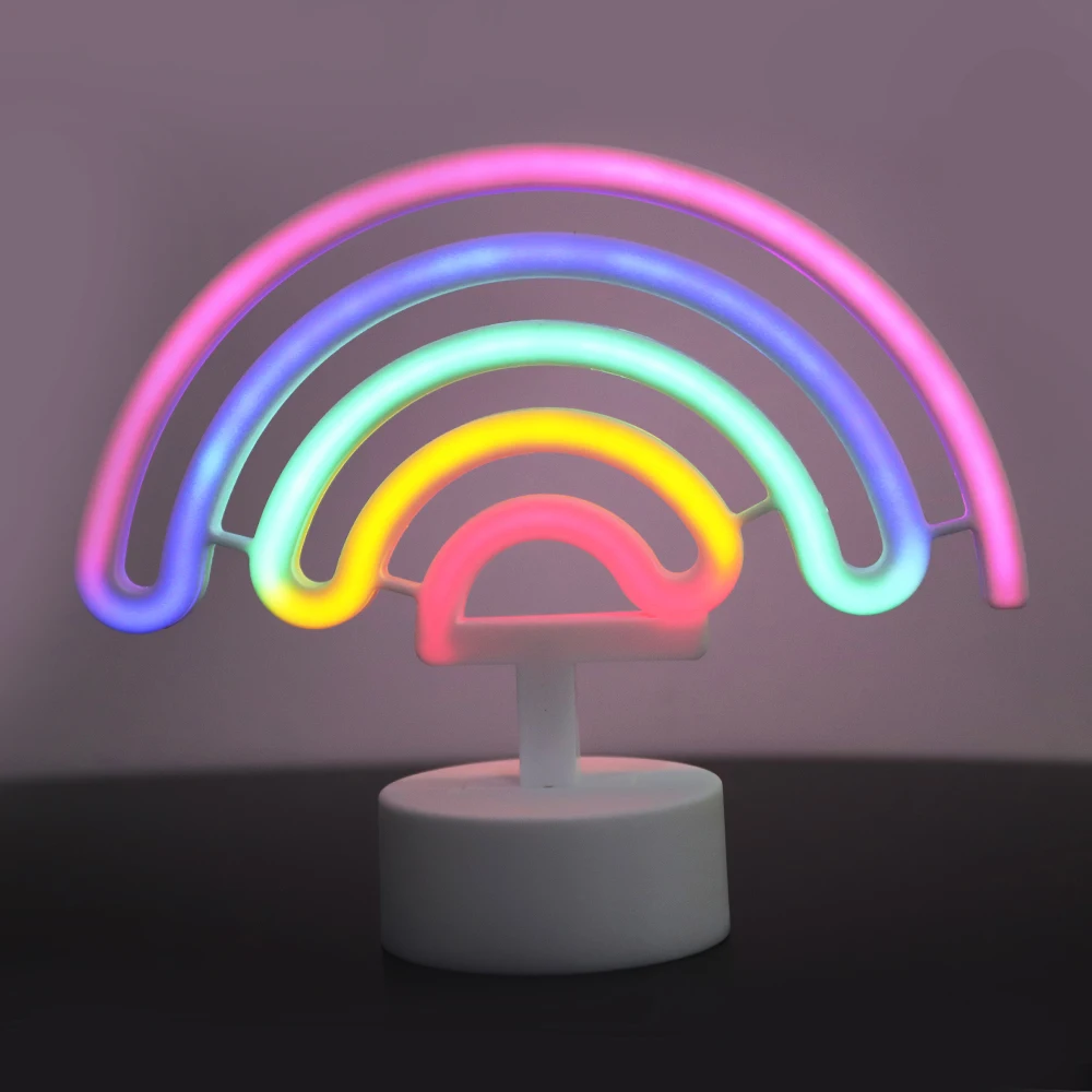 Милый Ночной светильник радужная неоновая вывеска 3 батареи АА для украшения