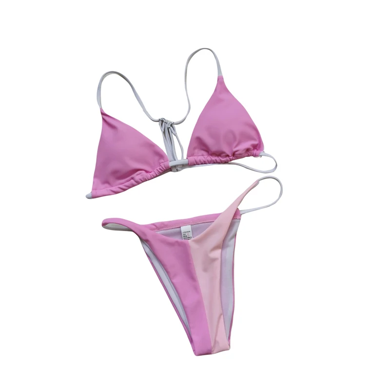 

Sexy Strap Bandage Women Bikini Set Pure Color Swimwear New 2021 Push Up Padded Women Swimwear Bathing Suit