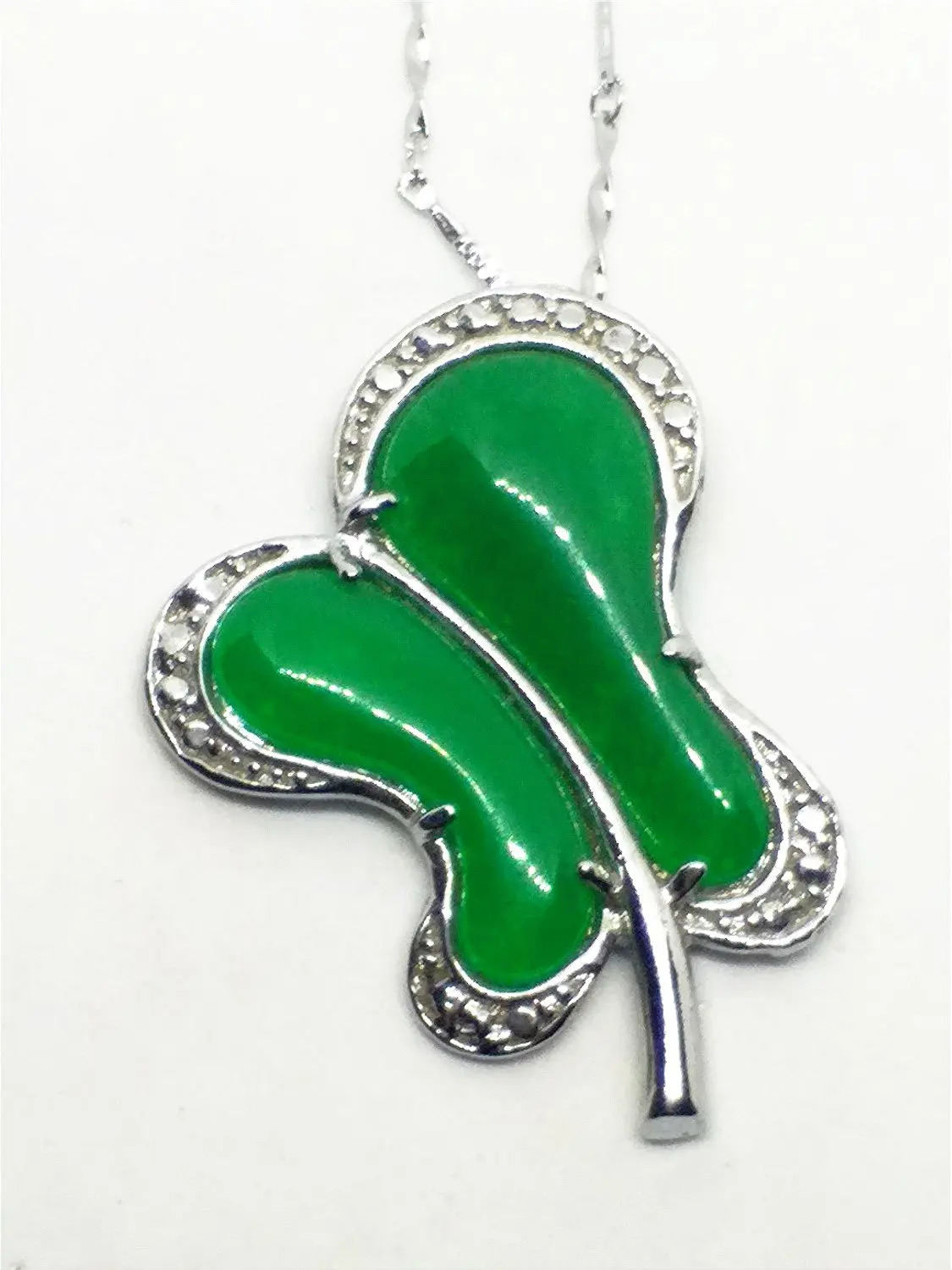 

LETSFUN Fine Jewelry Natural Green Jade Silver Fan Pendant Necklace 3040mm Free Shipping