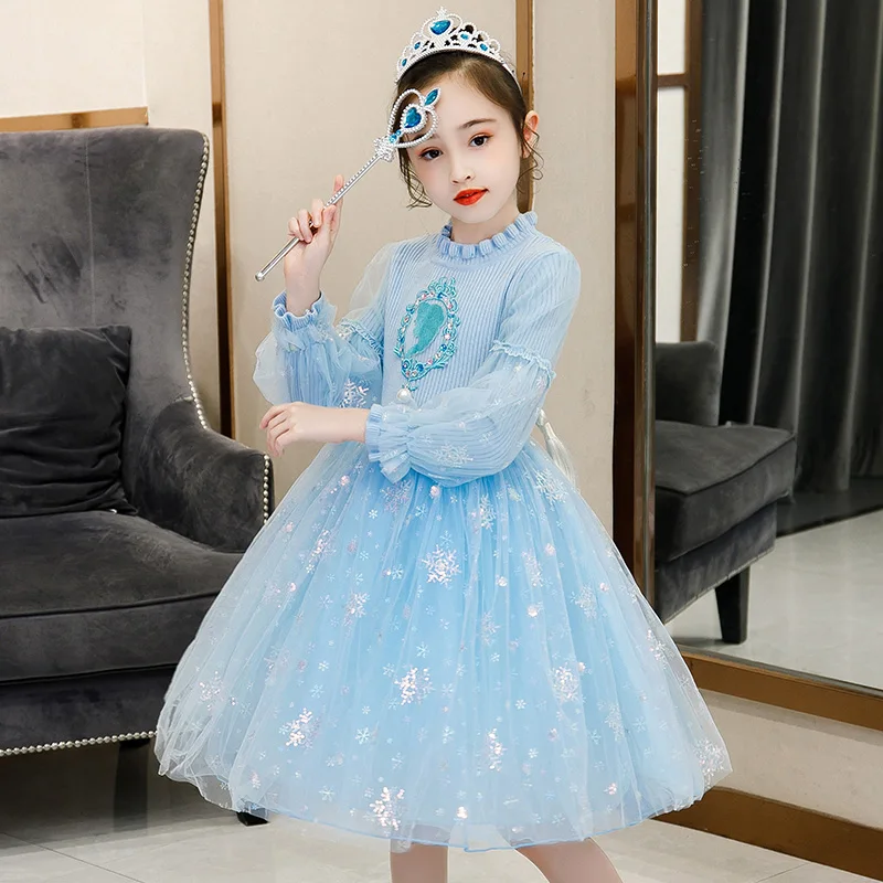 2020 платье Эльзы для девочек новое принцессы рождественского косплея костюм Анны
