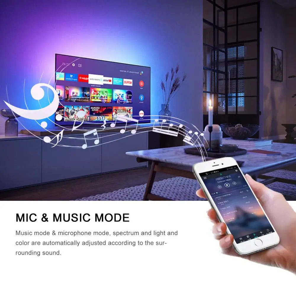 1 м 2 3 4 5 Bluetooth светодиодный ТВ светильник в USB RGB неоновая подсветка для HD фон