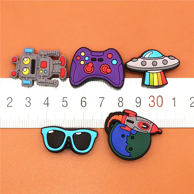 1pcs Cartoon UFO PVC shoe charms shoe accessories DIY shoe decoration for croc jibz kids favor kawaii cute X-mas gift U58