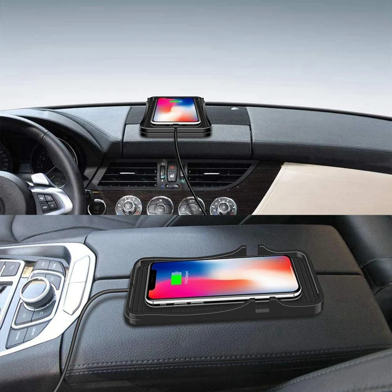 

Wireless Charging Pad Car 10W Qi Fast Charging Phone Holder Mount Non-Slip Silicone Pad Mat for iPhone 12 /12 Pro /X
