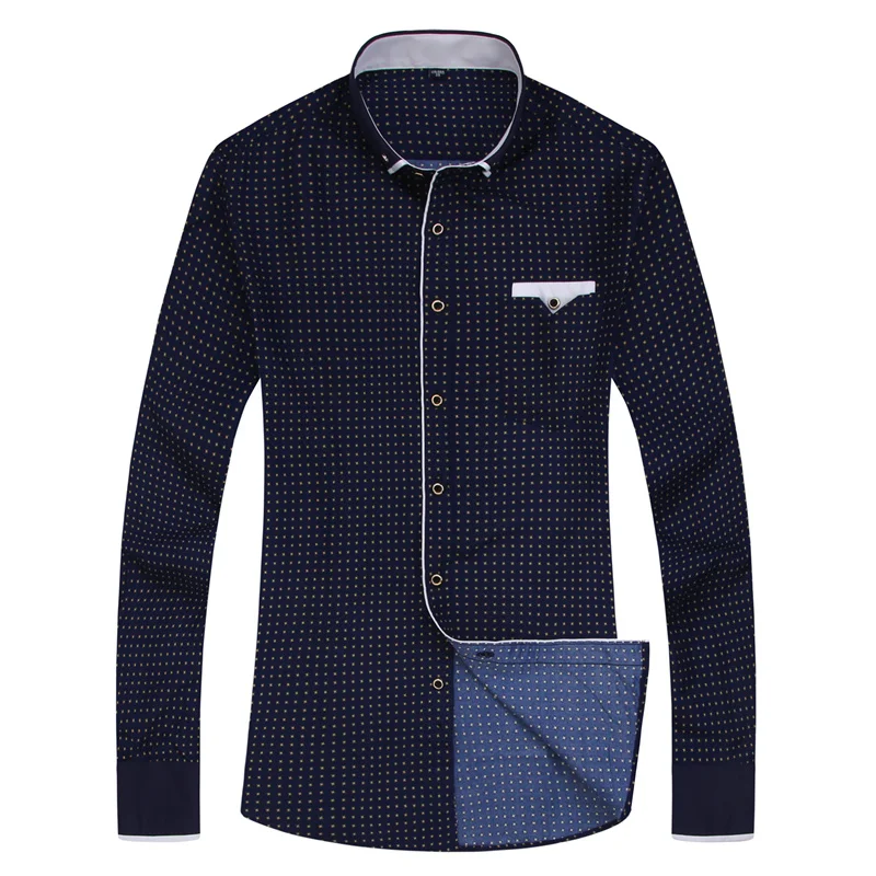 

2020 Men Fashion Casual Long Sleeved Printed shirt Slim Fit Male Social Business Dress Shirt Brand Men Clothing Soft Comfortable