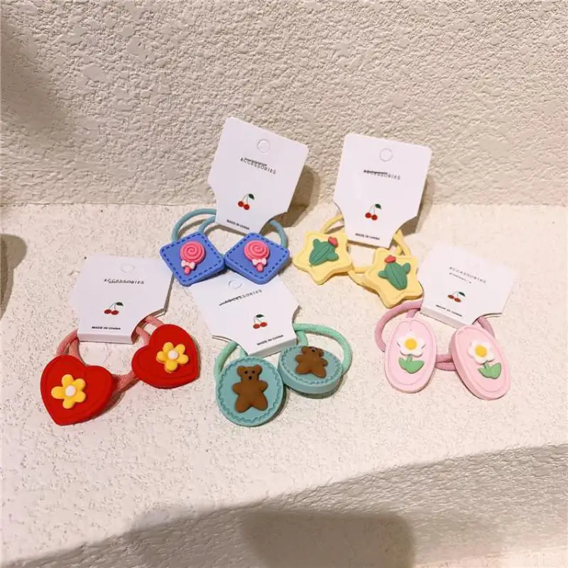 

2 Piece/lot Elastic Hair Bands For Girls Children Hair Styling Tools Hair Tie Kids Hair Wear Ponytail Hair Ring Chidren Headwear