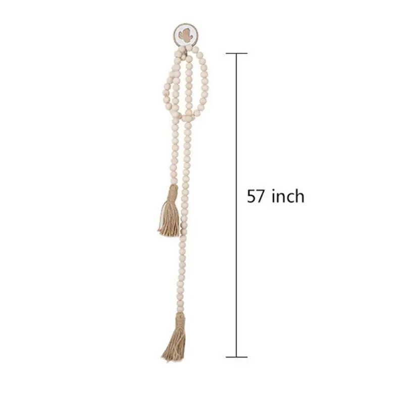 

57Inch Wood Bead Garland With Tassels Farmhouse Beads Rustic Country Decor Prayer Beads Wall Hanging Decoration