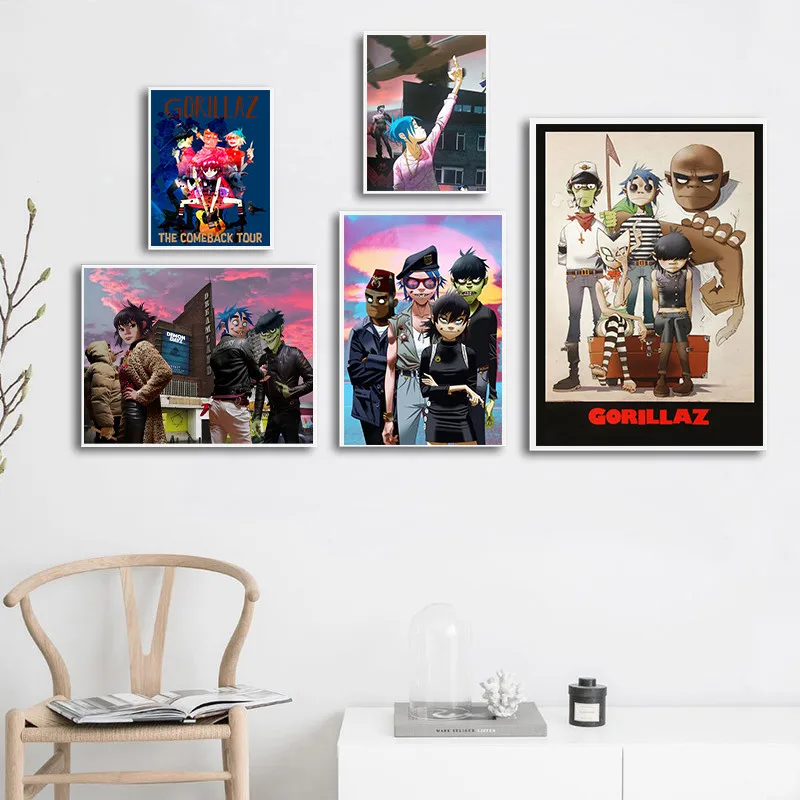 

Gorillaz Modern Style Latest Anime Poster Wall Art Picture Home Decor Print Canvas Prints for Living Room Decorat