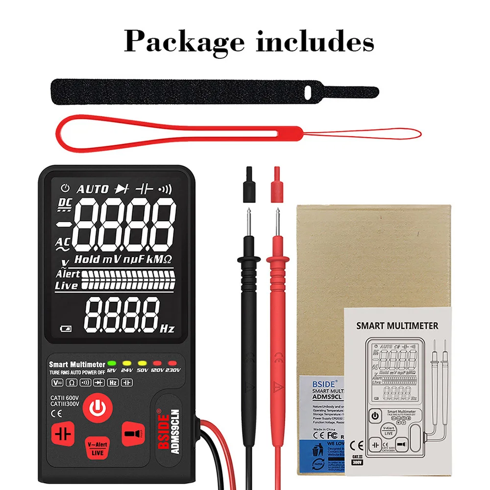 

BSIDE Multimeter Digital Voltage Tester Handheld 3.5 LCD Display Screen Resistance Capacitance Diode Meter with LED Indicators
