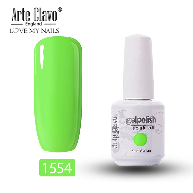 1554 Arte Clavo 15ml New Color Gel Nail Polish UV Glitter Nail Gellak Matt Top Base Soak Off Nail Art Design Lacquer Nail Gel Varnish - Цвет: 1554