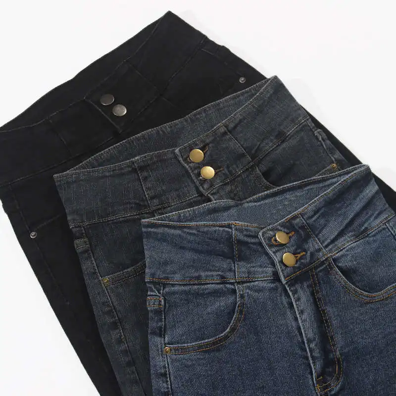 

New High Waist Denim Pencil Pants Women Fashion Vintage Slim Stretch Jeans For Women Streetwear Casual Black Jeans Femme C6206