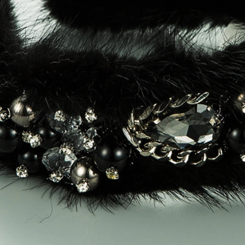 

Baroque Luxurious Jewelry Headband Women Winter Fluffy Plush Sponge Padded Hair Hoop Faux Crystal Floral Prom Bandana