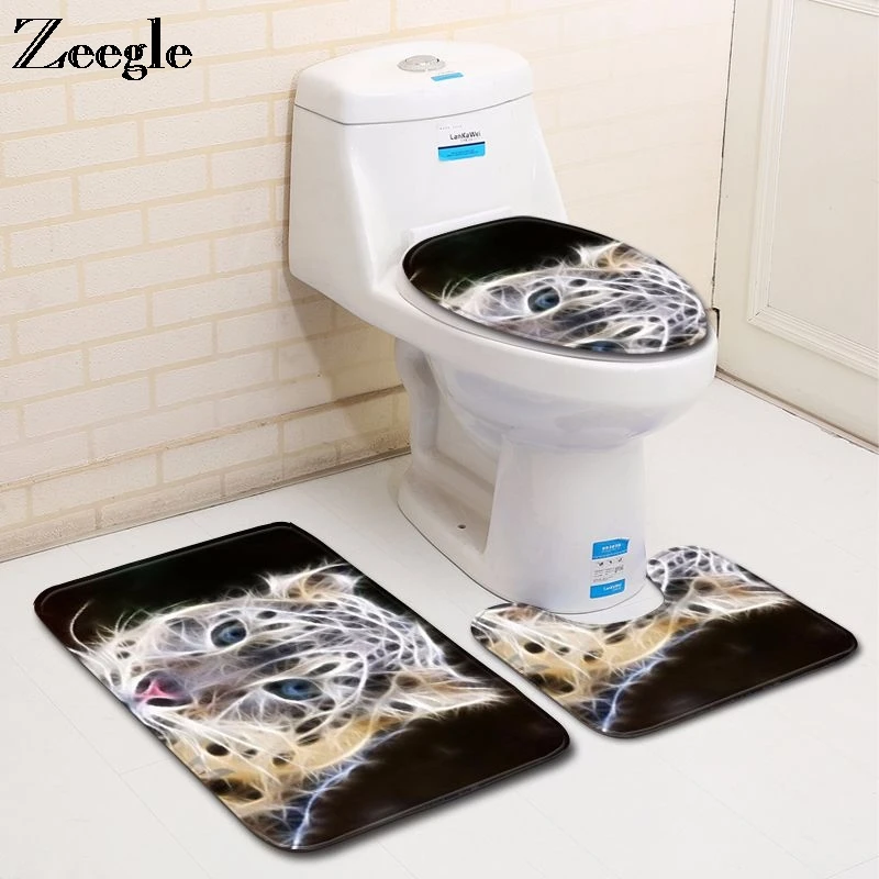 

Zeegle, современный набор Toile, Противоскользящий коврик для ванной комнаты, коврик для душа, впитывающий туалетный коврик, коврик для ног, моющи...